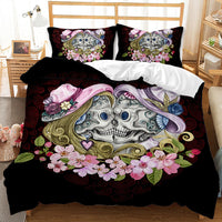 HKM-419027 Three-Piece Skull Printed Duvet Cover Set with Modern Design in Various Sizes