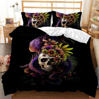 HKM-419027 Three-Piece Skull Printed Duvet Cover Set with Modern Design in Various Sizes