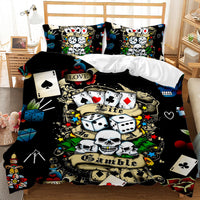 HKM-419027 Three-Piece Skull Printed Duvet Cover Set with Modern Design in Various Sizes