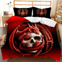 HKM-419027 Three-Piece Skull Printed Duvet Cover Set with Modern Design in Various Sizes