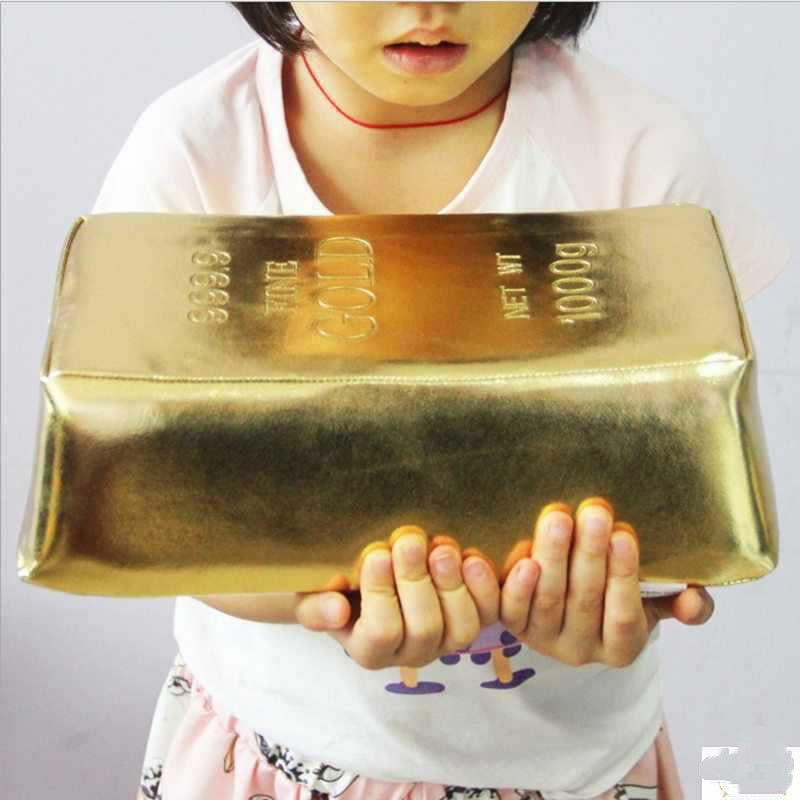 HKM-419155 Rectangular Cushion with Gold and Silver Brick Design, PU Material, 28x15.5x9cm
