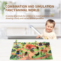 HKM-419283 Kids' Jungle Animal Toy Set with Soft Play Mat - Safari and Farm Animals for Pretend Play