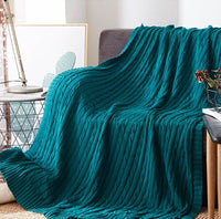 HKM-419347 Cotton Solid Knitted Blanket in Simple Modern Style