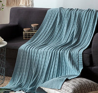 HKM-419347 Cotton Solid Knitted Blanket in Simple Modern Style