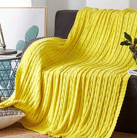 HKM-419347 Cotton Solid Knitted Blanket in Simple Modern Style