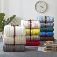 HKM-419347 Cotton Solid Knitted Blanket in Simple Modern Style