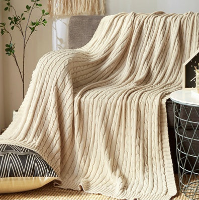 HKM-419347 Cotton Solid Knitted Blanket in Simple Modern Style