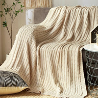 HKM-419347 Cotton Solid Knitted Blanket in Simple Modern Style