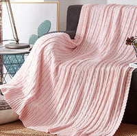 HKM-419347 Cotton Solid Knitted Blanket in Simple Modern Style