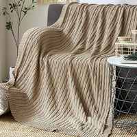 HKM-419347 Cotton Solid Knitted Blanket in Simple Modern Style