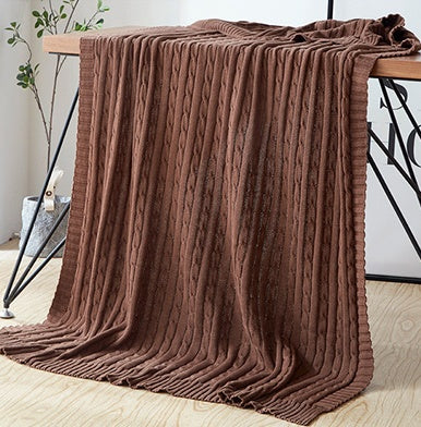HKM-419347 Cotton Solid Knitted Blanket in Simple Modern Style