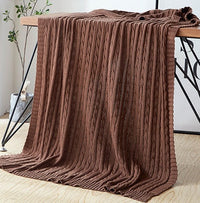 HKM-419347 Cotton Solid Knitted Blanket in Simple Modern Style