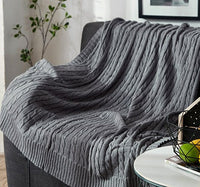 HKM-419347 Cotton Solid Knitted Blanket in Simple Modern Style