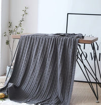 HKM-419347 Cotton Solid Knitted Blanket in Simple Modern Style