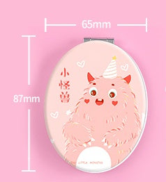 HKM-419347 Double-Sided Portable Leather Mirror in Square, Love, Round, Oval, and Rectangular Shapes