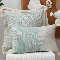 HKM-419411 Modern Printed Woven Tufted Pillow Cushion Cover in Cotton and Linen Blend