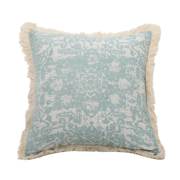 HKM-419411 Modern Printed Woven Tufted Pillow Cushion Cover in Cotton and Linen Blend