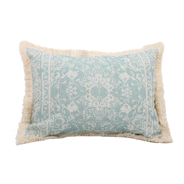 HKM-419411 Modern Printed Woven Tufted Pillow Cushion Cover in Cotton and Linen Blend
