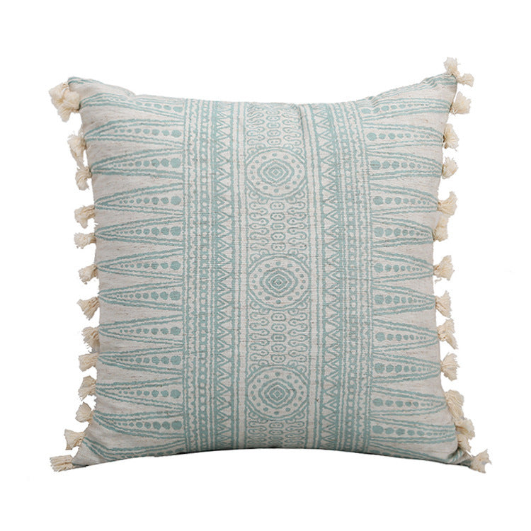 HKM-419411 Modern Printed Woven Tufted Pillow Cushion Cover in Cotton and Linen Blend