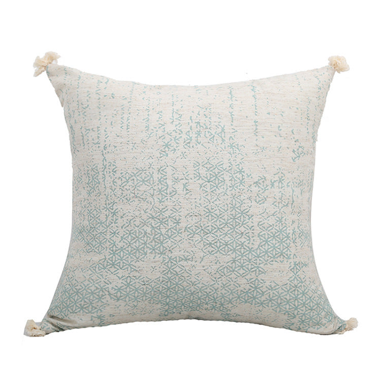 HKM-419411 Modern Printed Woven Tufted Pillow Cushion Cover in Cotton and Linen Blend