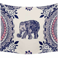 HKM-419731 Bohemian Elephant Patterned Tapestry in Polyester and Cotton Blend