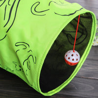 HKM-419859 Cat Tunnel Toy with Printed Design, Foldable and Space-Saving, Easy to Clean, Diameter 25 cm/Length 51 cm