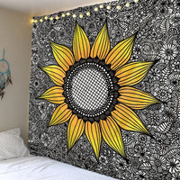 HKM-419859 Polyester Family Hanging Cloth with Floral and Leaf Patterns - Machine Washable Tapestry for Home Decor