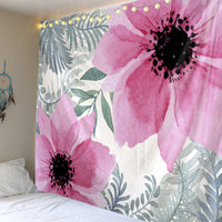 HKM-419859 Polyester Family Hanging Cloth with Floral and Leaf Patterns - Machine Washable Tapestry for Home Decor