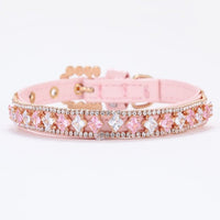 HKM-420051 Fashionable Cat Pearl Necklace - Pink & White Dog Chain for XS, S, M, L Sizes