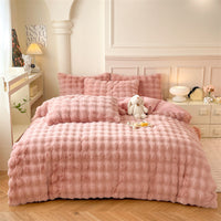 HKM-420179 Dehaired Angora Milk Fiber Thickened 4-Piece Bedding Set with Duvet Cover and Sheets