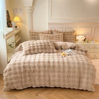 HKM-420179 Dehaired Angora Milk Fiber Thickened 4-Piece Bedding Set with Duvet Cover and Sheets