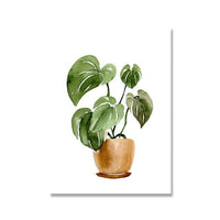 HKM-420179 Tropical Leaves Canvas Wall Art - Modern Green Plants Decoration