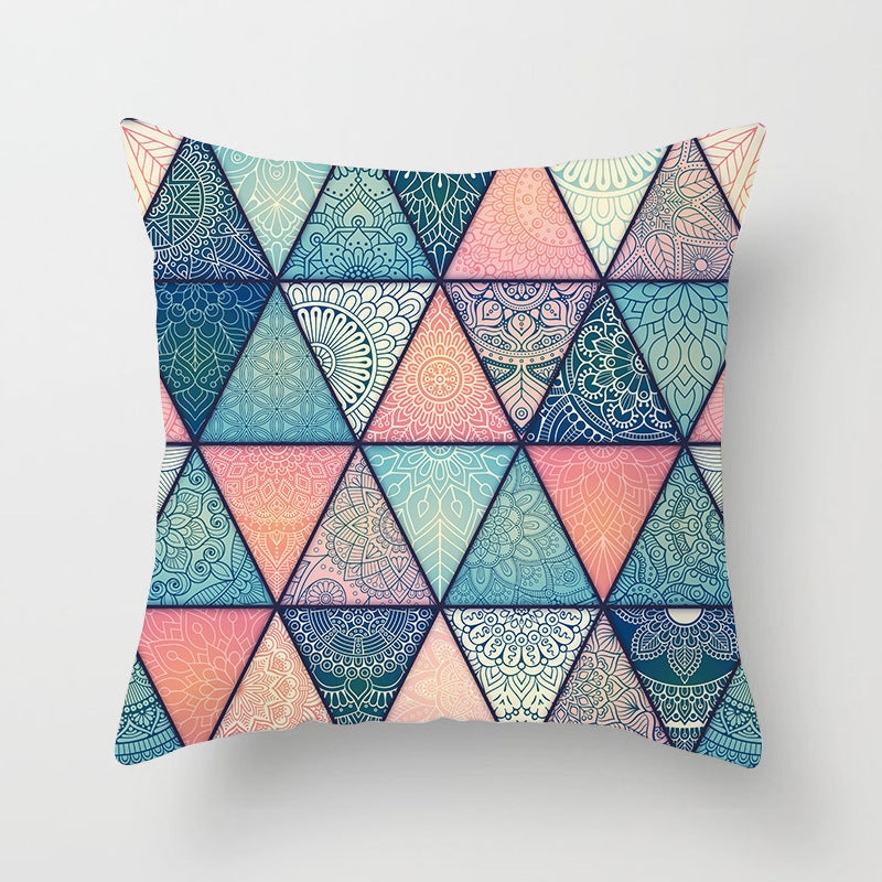 HKM-420243 Mandala Print Super Soft Peach Skin Sofa Pillowcase – 44cm x 44cm