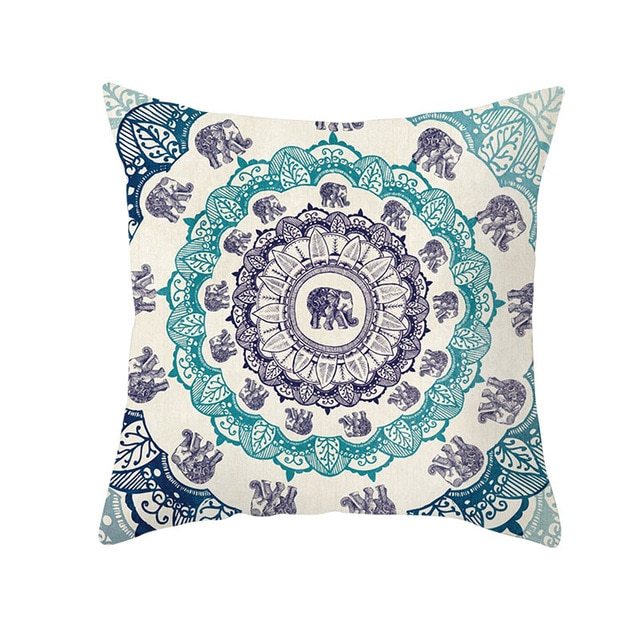 HKM-420243 Mandala Print Super Soft Peach Skin Sofa Pillowcase – 44cm x 44cm