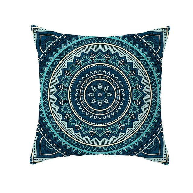 HKM-420243 Mandala Print Super Soft Peach Skin Sofa Pillowcase – 44cm x 44cm
