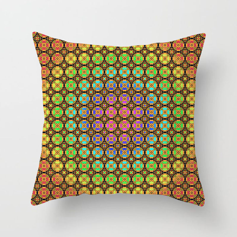 HKM-420243 Mandala Print Super Soft Peach Skin Sofa Pillowcase – 44cm x 44cm