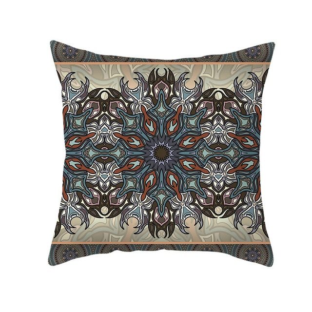 HKM-420243 Mandala Print Super Soft Peach Skin Sofa Pillowcase – 44cm x 44cm