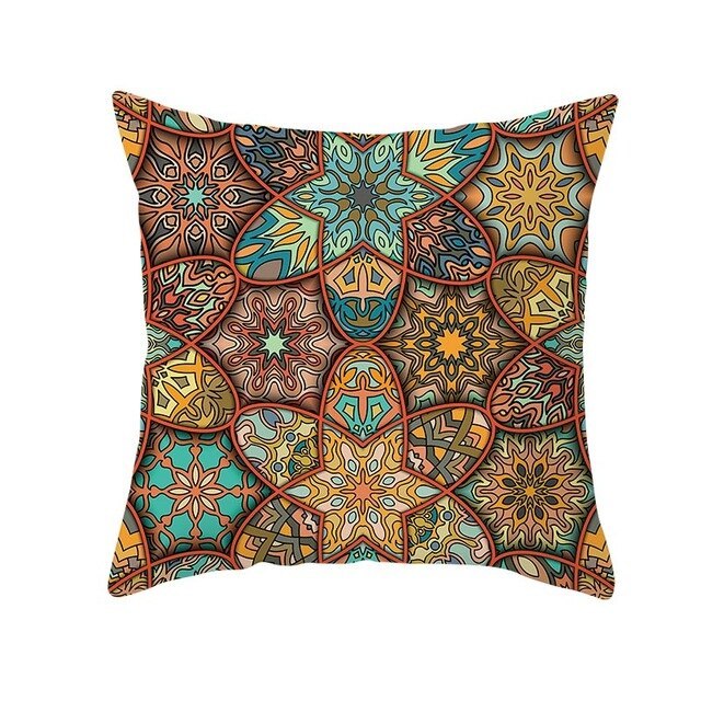 HKM-420243 Mandala Print Super Soft Peach Skin Sofa Pillowcase – 44cm x 44cm