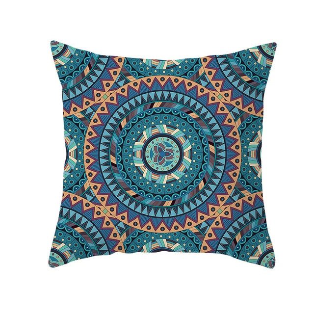 HKM-420243 Mandala Print Super Soft Peach Skin Sofa Pillowcase – 44cm x 44cm