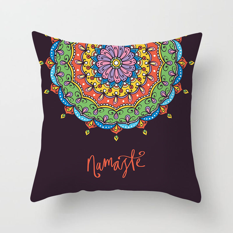 HKM-420243 Mandala Print Super Soft Peach Skin Sofa Pillowcase – 44cm x 44cm