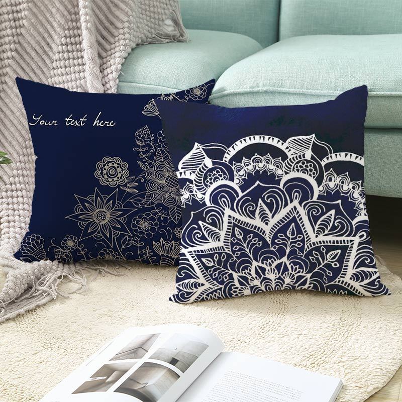 HKM-420243 Mandala Print Super Soft Peach Skin Sofa Pillowcase – 44cm x 44cm