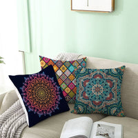 HKM-420243 Mandala Print Super Soft Peach Skin Sofa Pillowcase – 44cm x 44cm
