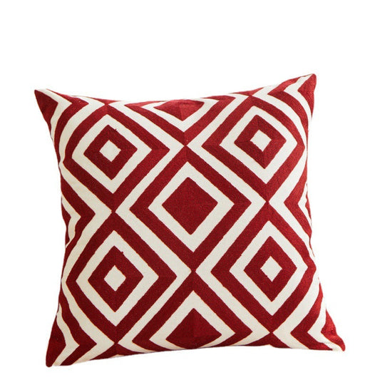 HKM-420307 Geometric Embroidered Cushion Pillow Cover - Modern Style 45x45cm in Various Colors