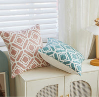 HKM-420307 Geometric Embroidered Cushion Pillow Cover - Modern Style 45x45cm in Various Colors