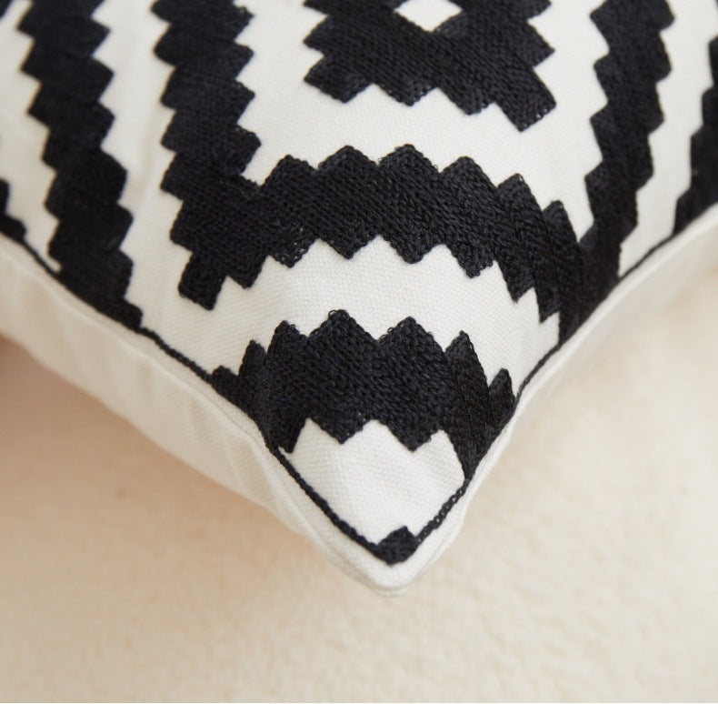 HKM-420307 Geometric Embroidered Cushion Pillow Cover - Modern Style 45x45cm in Various Colors