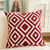 HKM-420307 Geometric Embroidered Cushion Pillow Cover - Modern Style 45x45cm in Various Colors