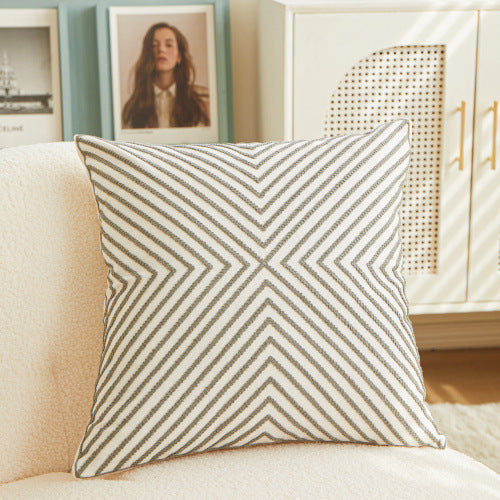 HKM-420307 Geometric Embroidered Cushion Pillow Cover - Modern Style 45x45cm in Various Colors