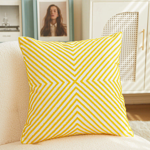 HKM-420307 Geometric Embroidered Cushion Pillow Cover - Modern Style 45x45cm in Various Colors