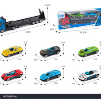 HKM-420435 3-Piece Diecast Racing Car Container Semi Trailer Truck Set - Emulation Metal Vehicles for Ages 2 and Up