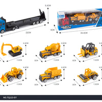 HKM-420435 3-Piece Diecast Racing Car Container Semi Trailer Truck Set - Emulation Metal Vehicles for Ages 2 and Up